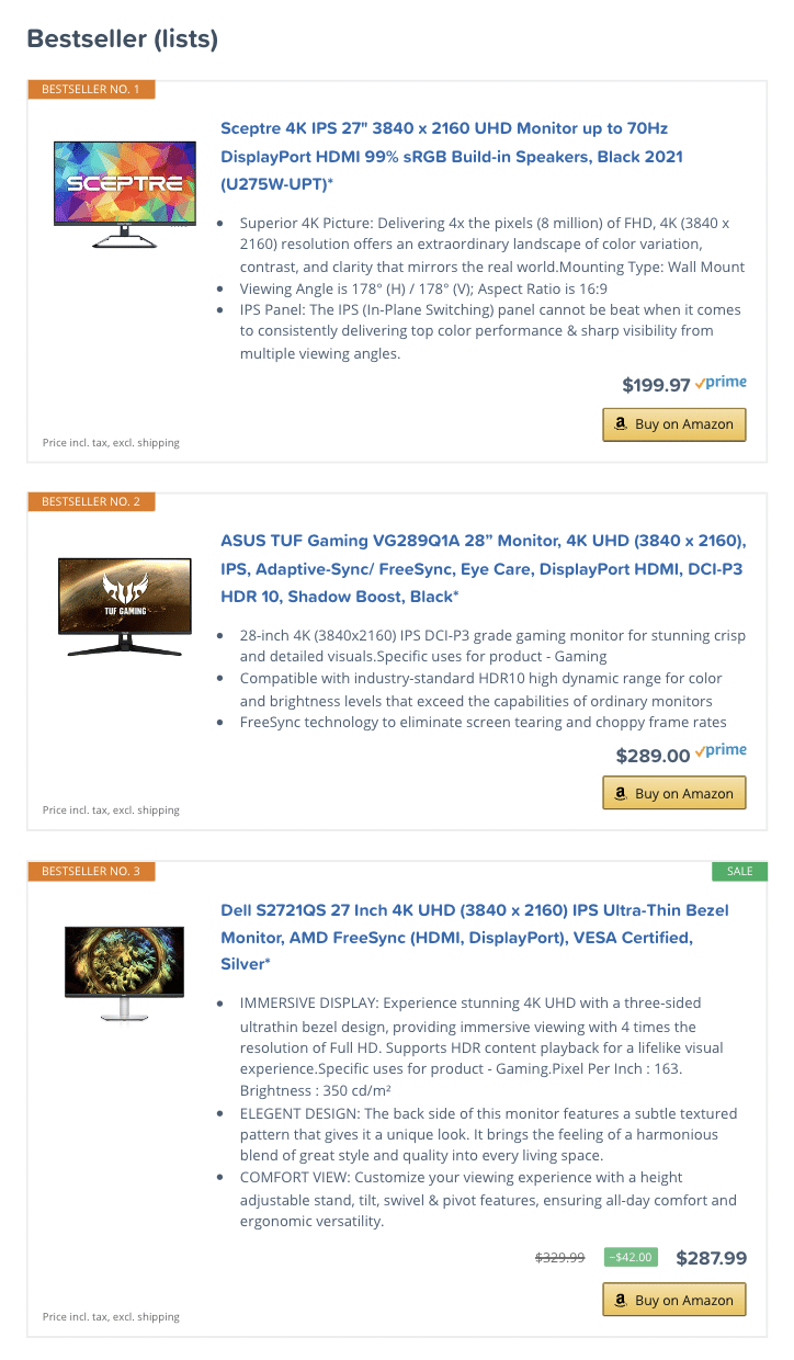 AAWP allows you to stand out with its unique features such as New Releases or Bestsellers